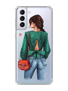 Чохол з потовщеними кутами на Samsung Galaxy S21 Plus Дівчина в зеленому (принт 224)