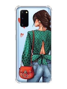 Чохол із потовщеними кутами на Samsung Galaxy S20 Plus Дівчина в зеленому (принт 224)