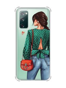 Прозорий чохол з потовщеними кутками на Galaxy S20 FE Дівчина в зеленому (принт 224)