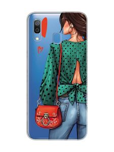 Прозорий чохол для Samsung Galaxy A30 (2019)/A20 (2019) Дівчина в зеленому (принт 224)