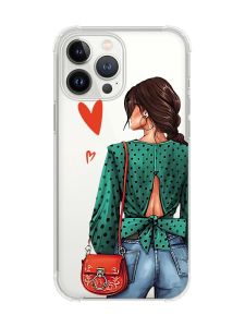 Чохол із потовщеними кутами на iPhone 14 Pro Дівчина в зеленому (принт 224)