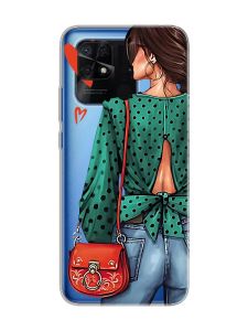 Прозорий чохол на Xiaomi Redmi 10C Дівчина в зеленому (принт 224)