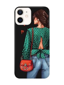 Матовий чорний чохол на Apple iPhone 12 / 12 Pro (6.1) Дівчина в зеленому (принт 224)