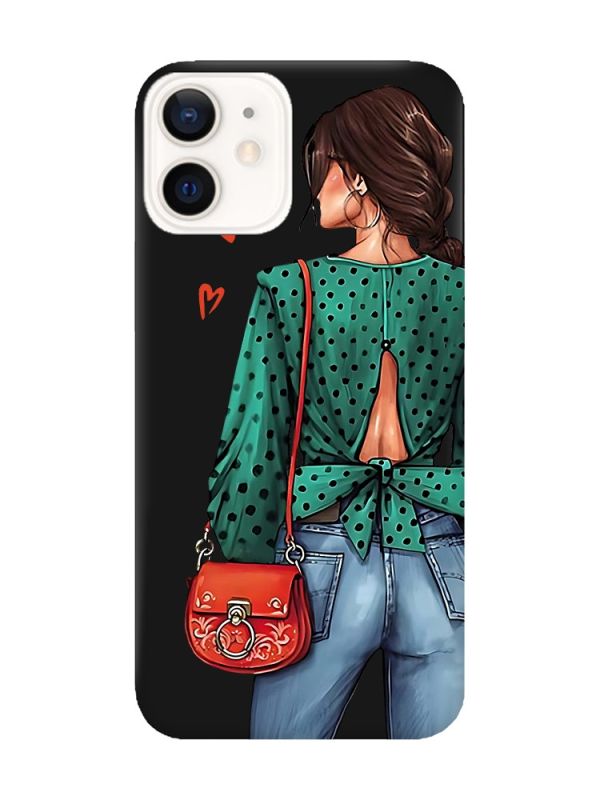 Матовий чорний чохол на Apple iPhone 12 / 12 Pro (6.1) Дівчина в зеленому (принт 224)