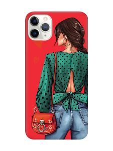 Матовий червоний чохол на iPhone 11 Pro Max (6.5) Дівчина в зеленому (принт 224)