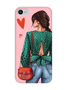 Матовий рожевий чохол на iPhone 7 / 8 Дівчина в зеленому (принт 224)