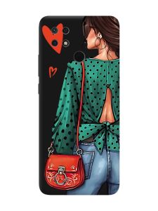 Матовий чорний чохол на Xiaomi Redmi 10C Дівчина в зеленому (принт 224)