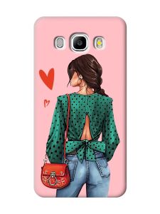 Матовий рожевий чохол на Samsung Galaxy J5(2016) J510 Дівчина в зеленому (принт 224)