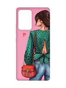 Матовий рожевий чохол на Samsung Galaxy A52 Дівчина в зеленому (принт 224)