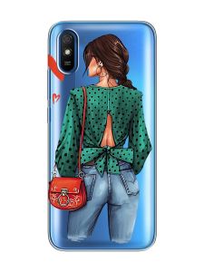 Прозорий чохол на Xiaomi Redmi 9A  Дівчина в зеленому (принт 224)