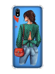 Чохол з потовщеними кутами для Xiaomi Redmi 7A Дівчина в зеленому (принт 224)