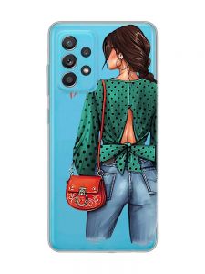 Прозорий чохол на Samsung Galaxy A52 Дівчина в зеленому (принт 224)