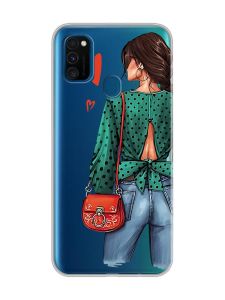 Прозорий чохол на Samsung Galaxy M30s/М21  Дівчина в зеленому (принт 224)