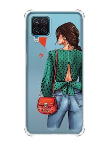 Чохол з потовщеними кутами на Samsung A12 4G Дівчина в зеленому (принт 224)