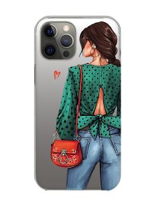 Прозорий чохол на iPhone 12 Pro Max Дівчина в зеленому (принт 224)
