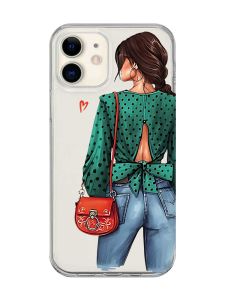 Прозорий чохол на iPhone 12 mini Дівчина в зеленому (принт 224)