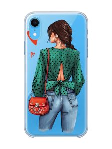 Прозорий чохол на iPhone XR Дівчина в зеленому (принт 224)