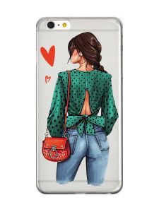 Прозорий чохол на iPhone 6+/6 Plus Дівчина в зеленому (принт 224)
