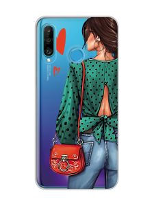 Прозорий чохол на Huawei P30 Lite Дівчина в зеленому (принт 224)