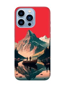 Матовий червоний чохол на Apple iPhone 13 Pro Max :: Човен. Пейзаж (принт 246)