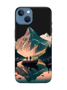 Матовий чорний чохол на Apple iPhone 13 :: Човен. Пейзаж (принт 246)