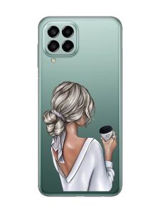 Прозорий чохол на Samsung Galaxy M33 5G :: Дівчина з латте (принт 227)