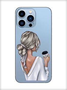 Прозорий чохол на Apple iPhone 13 Pro Max :: Дівчина з латте (принт 227)