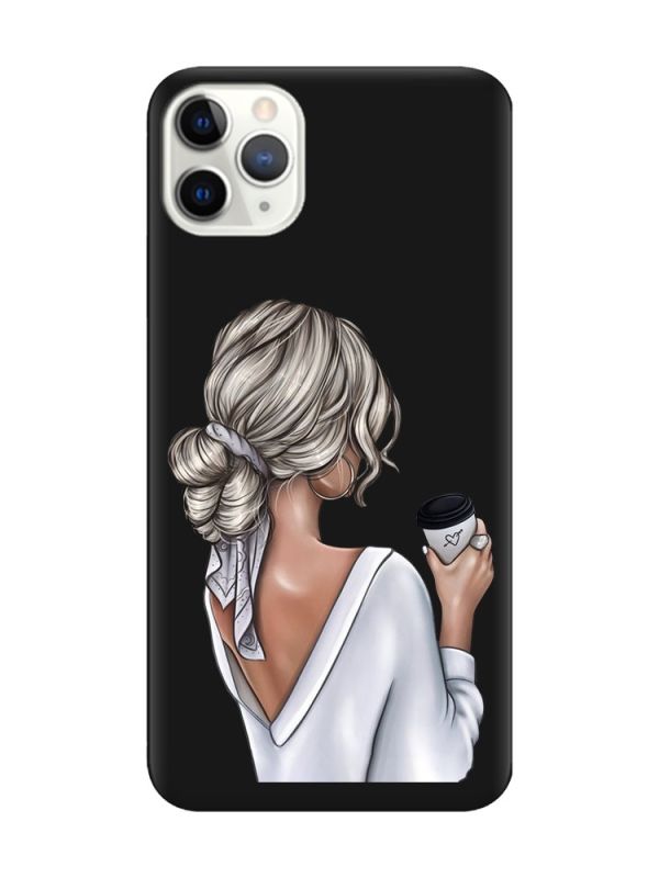 Матовий чорний чохол на iPhone 11 Pro (5.8) Дівчина з латте (принт 227)
