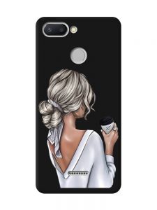Матовий чорний чохол на Xiaomi Redmi 6 Дівчина з латте (принт 227)