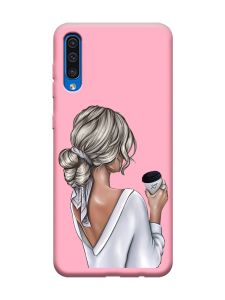 Матовий рожевий чохол на Samsung Galaxy A50 (2019) A505 Дівчина з латте (принт 227)