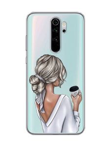 Прозорий чохол на Xiaomi Redmi Note 8 Pro :: Дівчина з латте (принт 227)