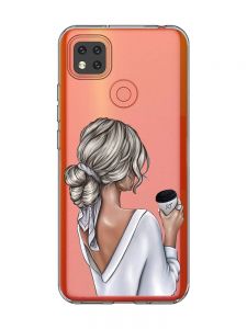 Прозорий чохол для Xiaomi Redmi 9C :: Дівчина з латте (принт 227)