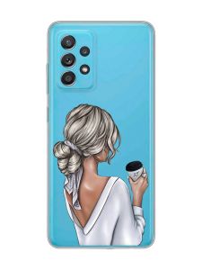 Прозорий чохол на Samsung Galaxy A52 :: Дівчина з латте (принт 227)