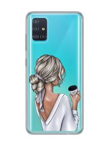 Прозорий чохол на Samsung Galaxy A51 :: Дівчина з латте (принт 227)