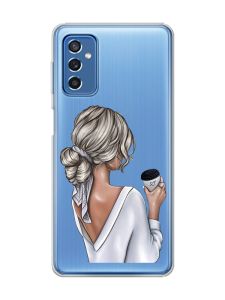 Прозорий чохол на Samsung Galaxy M52 :: Дівчина з латте (принт 227)