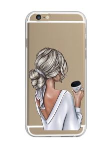 Прозорий чохол на iPhone 6/6s :: Дівчина з латте (принт 227)