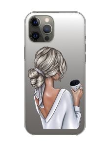 Прозорий чохол на iPhone 12 Pro Max :: Дівчина з латте (принт 227)