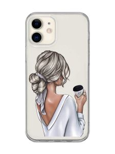 Прозорий чохол на iPhone 12 mini :: Дівчина з латте (принт 227)