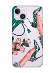 Прозорий чохол із захистом камери на iPhone 14 :: Туфельки і квіти (принт 225)