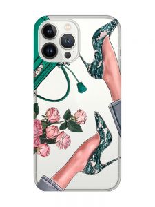 Прозорий чохол із захистом камери на iPhone 14 Pro Max :: Туфельки і квіти (принт 225)