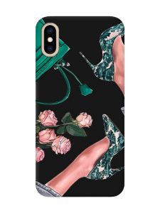 Матовий чорний чохол на iPhone XS MAX :: Туфельки і квіти (принт 225)