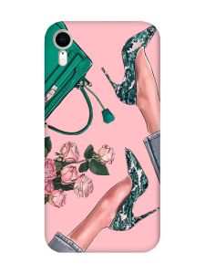 Матовий рожевий чохол на Apple iPhone XR :: Туфельки і квіти (принт 225)