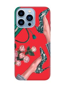 Матовий червоний чохол на Apple iPhone 13 Pro Max :: Туфельки і квіти (принт 225)