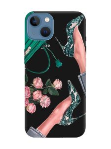 Матовий чорний чохол на Apple iPhone 13 :: Туфельки і квіти (принт 225)