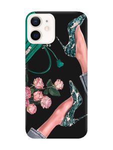 Матовий чорний чохол на Apple iPhone 12 / 12 Pro (6.1) :: Туфельки і квіти (принт 225)