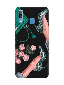 Матовий чорний чохол на Samsung Galaxy A30 (2019) / A20 (2019) :: Туфельки і квіти (принт 225)