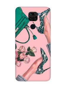 Матовий рожевий чохол на Xiaomi Redmi Note 9 :: Туфельки і квіти (принт 225)