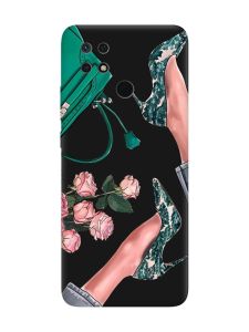Матовий чорний чохол на Xiaomi Redmi 10C :: Туфельки і квіти (принт 225)