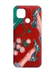 Матовий червоний чохол на Xiaomi Redmi 10C :: Туфельки і квіти (принт 225)