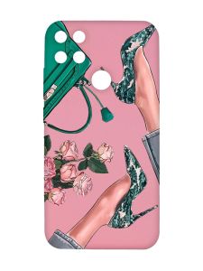 Матовий рожевий чохол на Xiaomi Redmi 10C :: Туфельки і квіти (принт 225)